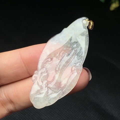 Mặt ngộ đạo băng  lên vàng 18k  Ngọc phỉ thuý tự nhiên Jadeite loại A -NT1034