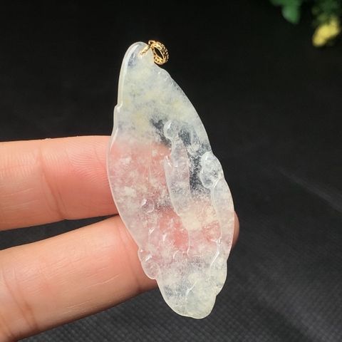 Mặt ngộ đạo băng  lên vàng 18k  Ngọc phỉ thuý tự nhiên Jadeite loại A -NT1034