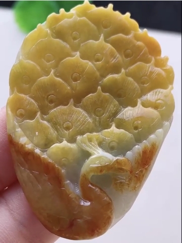 Mặt dây phượng hoàng hoàng tông Ngọc phỉ thuý Tự nhiên Jadeite loại A -NT1075