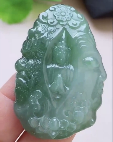 Phật Thiện Ác Ngọc phỉ thuý tự nhiên Jadeite loại A -NT1088
