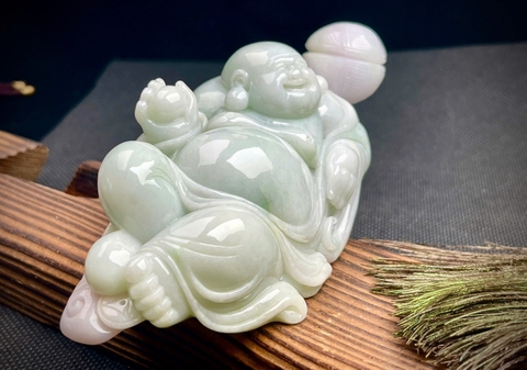 NT1303 Phật Di Lặc- Hoan Hỉ -Tài Lộc  ngọc phỉ thuý tự nhiên (Jadetie A)