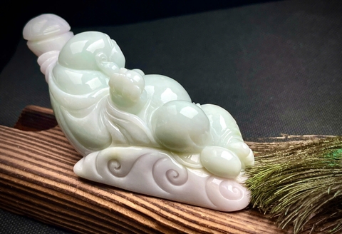 NT1303 Phật Di Lặc- Hoan Hỉ -Tài Lộc  ngọc phỉ thuý tự nhiên (Jadetie A)