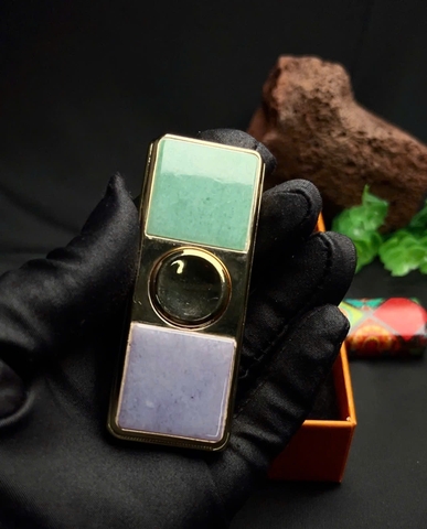 NT1374 Bật lửa điện khảm ngọc phỉ thuý tự nhiên (JADEITE A)