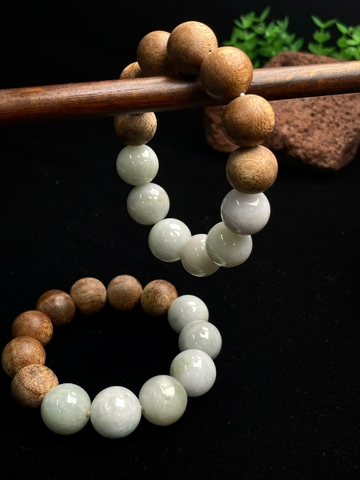 NT1408  Vòng hạt ngọc phỉ thúy mix trầm