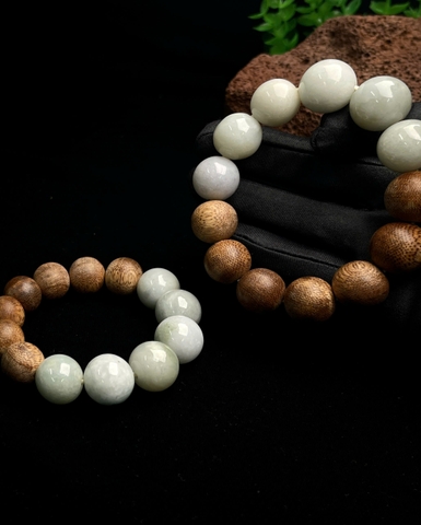 NT1408  Vòng hạt ngọc phỉ thúy mix trầm