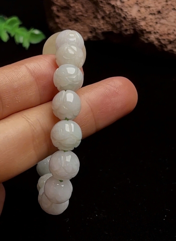 NT1409 Vòng tay ngọc phỉ thúy tự nhiên mix thạch anh trắng