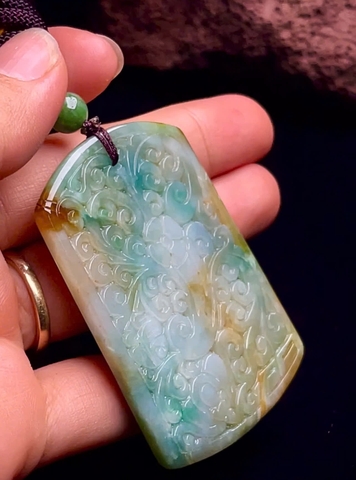 NT1410 Mặt dây Phúc như ý ngọc phỉ thúy tự nhiên ( Jadeite A)