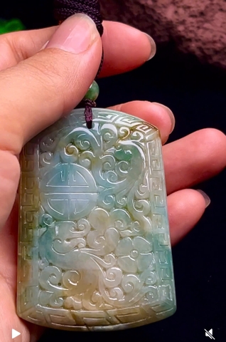 NT1410 Mặt dây Phúc như ý ngọc phỉ thúy tự nhiên ( Jadeite A)