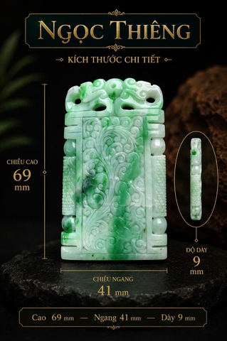 NT1431 Mặt dây LONG PHỤNG NHƯ Ý ngọc phỉ thuý tự nhiên ( JADEITE A)