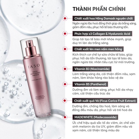 I82 Tinh chất giúp làm sáng da và giảm nếp nhăn Youth Multi Essence Ampoule - IASO