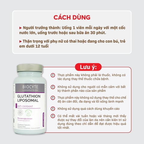 B19 Thực phẩm bảo vệ sức khỏe Glutathion Liposomal - Biocyte