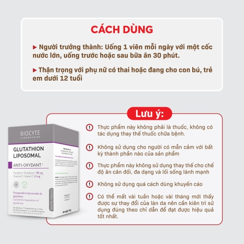 B19C Thực phẩm bảo vệ sức khỏe Glutathion Liposomal - Biocyte