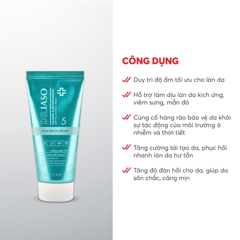 D34 Kem dưỡng ẩm giúp làm dịu da và mịn da cho da nhạy cảm Cica Maca Cream - Dr IASO