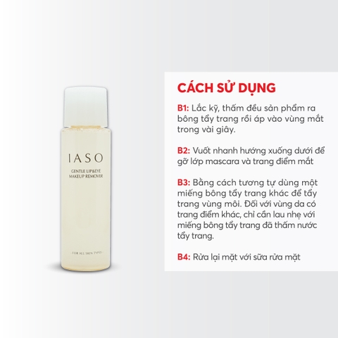I42 Nước tẩy trang mắt và môi Gentle Lip & Eye Make Up Remover - IASO