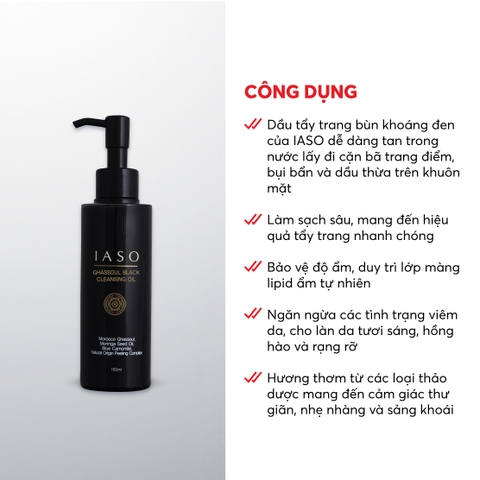 Combo 2 I54 Dầu tẩy trang Ghassoul Black Cleansing Oil - IASO