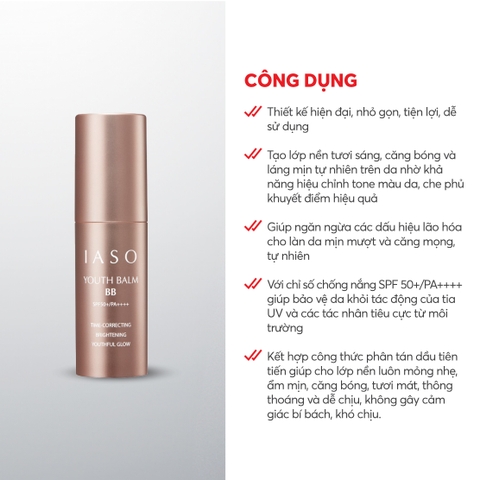 I75 Kem nền trang điểm Youth Balm BB SPF 50+/PA++++ - IASO