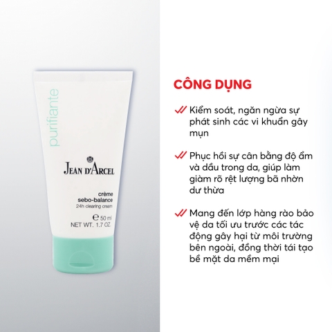 Combo 2 J10 Kem dưỡng 24h giúp giảm dầu, hỗ trợ ngăn ngừa mụn Clearing Cream - Jean d'Arcel