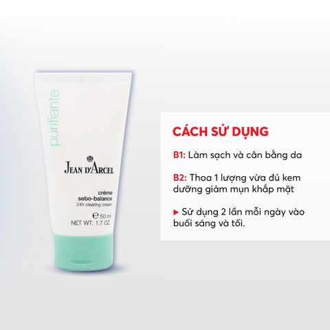 J10 Kem dưỡng 24h giúp giảm dầu, hỗ trợ ngăn ngừa mụn Clearing Cream - Jean d'Arcel