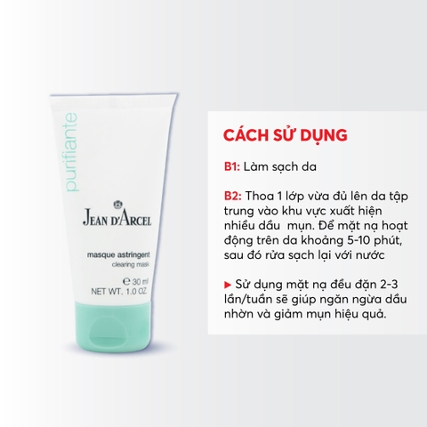 J12 Mặt nạ giúp làm sạch, giảm dầu và giảm đỏ da Clearing Mask - Jean d'Arcel