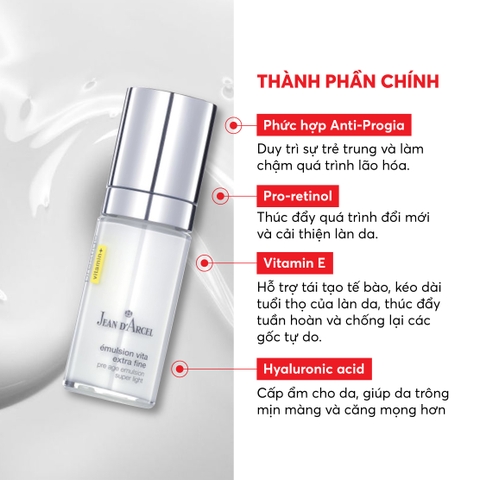 J75 Sữa dưỡng hỗ trợ sáng mịn da Émulsion Vita Extra Fine - Jean d'Arcel