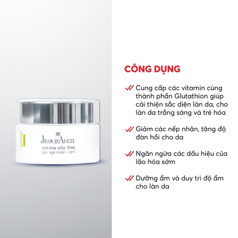 J76 Kem dưỡng hỗ trợ sáng mịn da Crème Vita Fine  - Jean d'Arcel