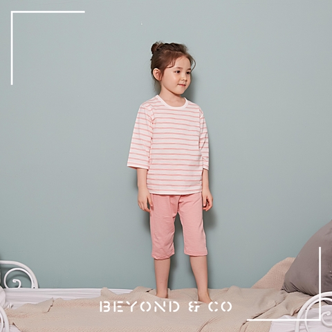 Bộ pijama lửng Olomimi bé gái Stripe Pink