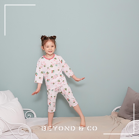 Bộ Pijama lửng Olomimi bé gái Cherry Blossom