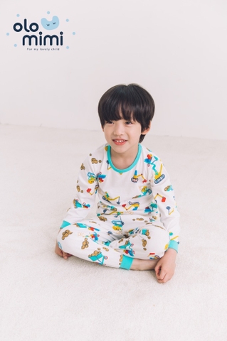 Bộ pijama dài tay Olomimi bé trai Dino Car