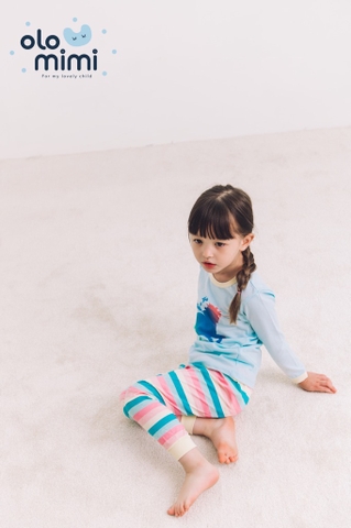 Bộ pijama dài tay Olomimi bé gái Rainbow Unicorn