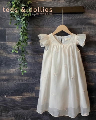 Váy Chloe Dress - Họa tiết nơ in nổi màu Cream - TDS2403
