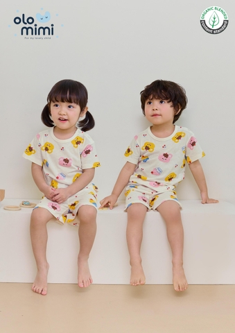Bộ pijama cộc Olomimi cho bé trai/bé gái Pudding Bear