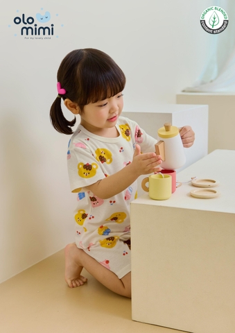Bộ pijama cộc Olomimi cho bé trai/bé gái Pudding Bear