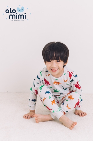 Bộ pijama dài tay Olomimi bé trai Jelly Dinosaur