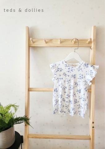 Ted & Dollies Áo ráp bèo hoa xanh - TDS2304