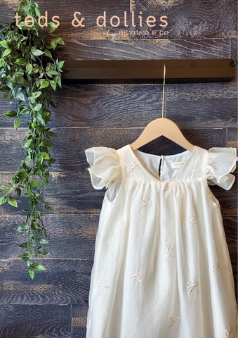 Váy Chloe Dress - Họa tiết nơ in nổi màu Cream - TDS2403