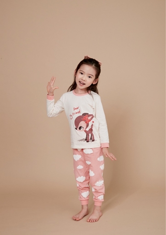Bộ pijama dài Olomimi bé gái Petit Deer