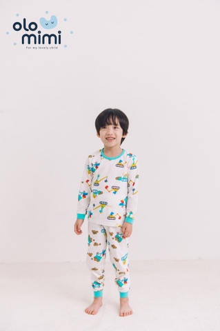 Bộ pijama dài tay Olomimi bé trai Dino Car