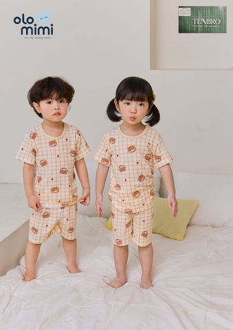 Bộ pijama cộc Olomimi cho bé trai/bé gái Check Bear
