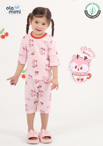 Bộ pijama lửng Olomimi bé gái Cherry Bambi