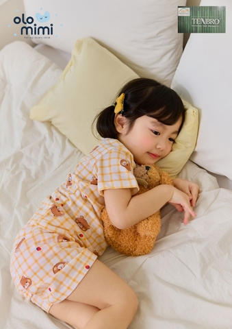 Bộ pijama cộc Olomimi cho bé trai/bé gái Check Bear