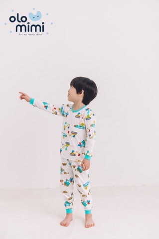 Bộ pijama dài tay Olomimi bé trai Dino Car