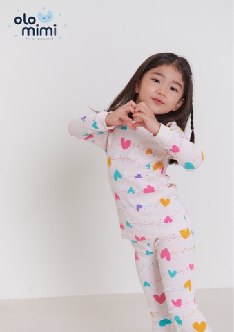 Bộ pijama dài tay Olomimi bé gái Heart Wave