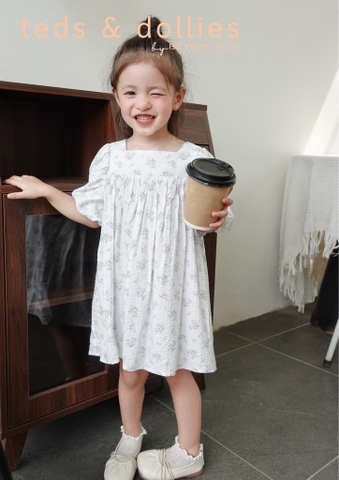 Váy Ivy Dress - Hoa nhí trắng tím - TDS2409