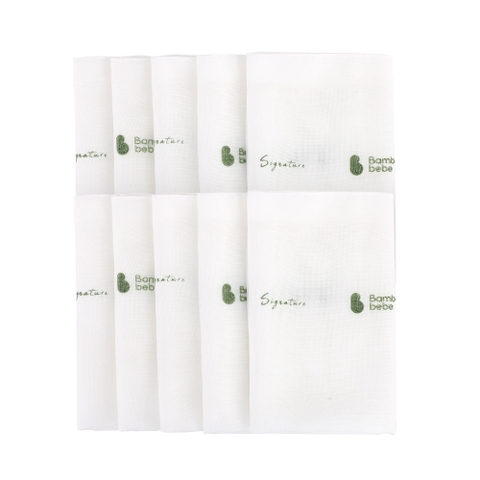 Khăn sữa sợi tre Embossed Pure trắng 5chiếc/set