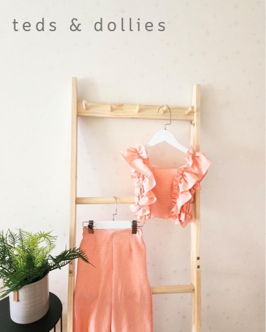 Ted & Dollies Set quần áo crop - hồng cam - TDS2309