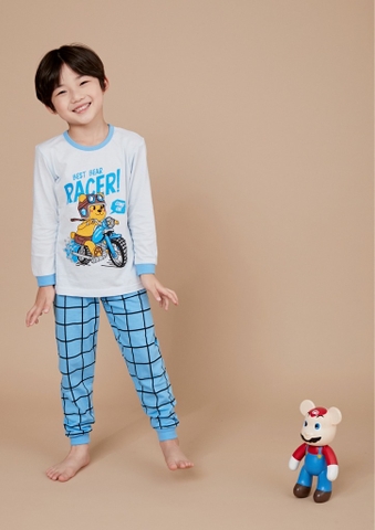 Bộ pijama dài Olomimi bé trai Bear Racer