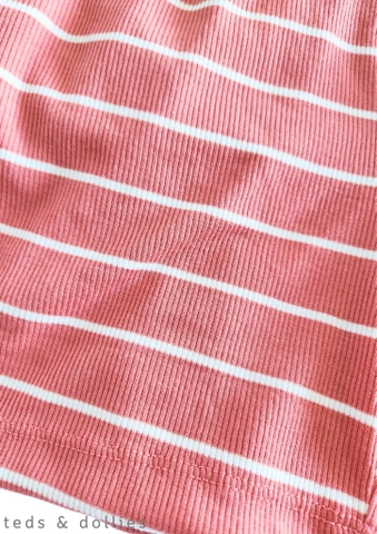 Ted & Dollies Set bé trai cam kẻ trắng - TDS2303