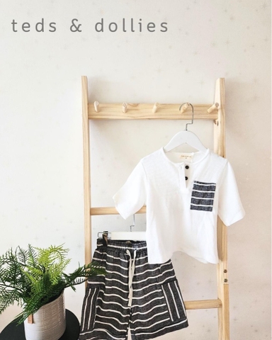 Ted & Dollies Set quần sọc áo trắng - TDS2305