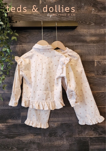 Quần bò hoa màu kem - TDF2405QH