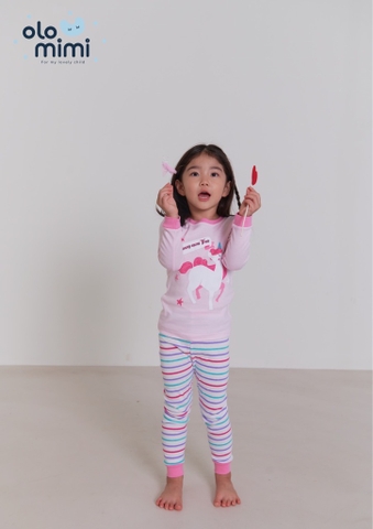 Bộ pijama dài tay Olomimi bé gái Unicorn Dream